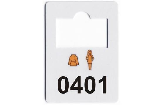 9417865  LMS214 Garderobemerker plast nummerert 401-500 plastmerker med hull til garderobe